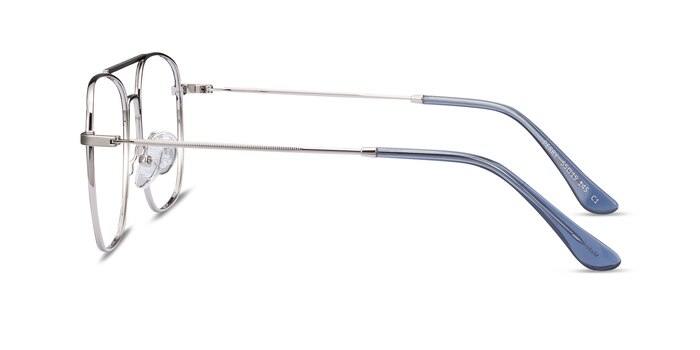 Perry Blue & Silver Métal Montures de lunettes de vue d'EyeBuyDirect