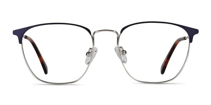 Codex Blue Silver Metal Eyeglass Frames from EyeBuyDirect