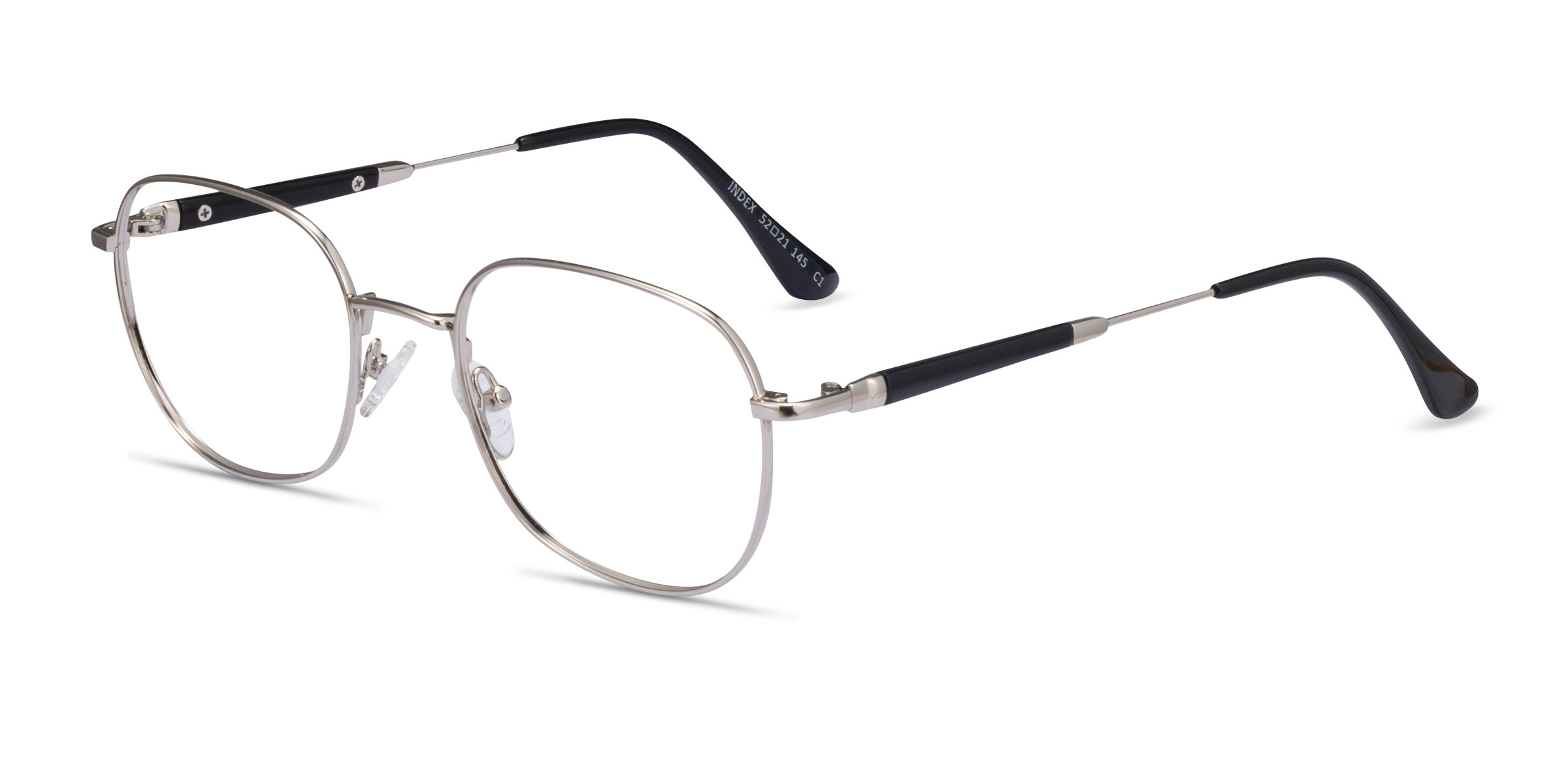 Index Square Silver Black Full Rim Eyeglasses Eyebuydirect