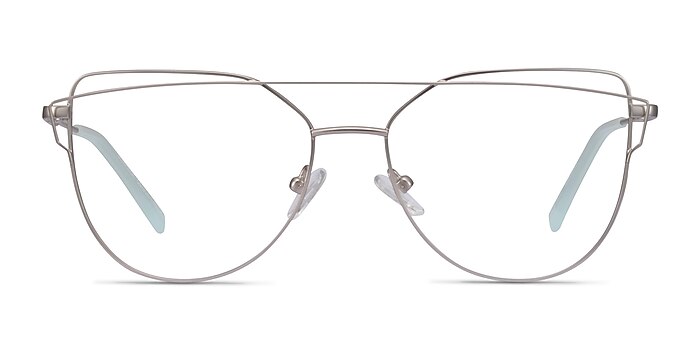 Surprise Matte Silver Metal Eyeglass Frames from EyeBuyDirect