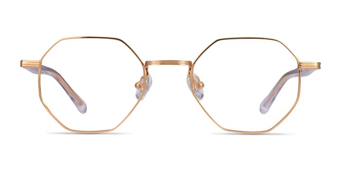 Music Geometric Gold Clear Full Rim Eyeglasses | EyeBuyDirect