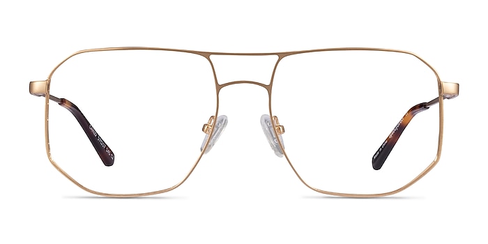 Carlo Brushed Gold Metal Eyeglass Frames from EyeBuyDirect