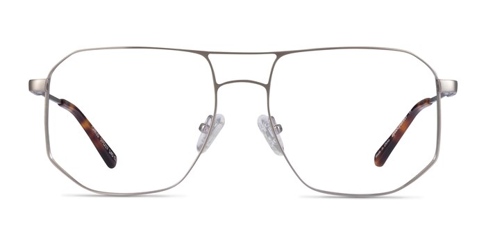 Carlo Brushed Silver Métal Montures de lunettes de vue d'EyeBuyDirect