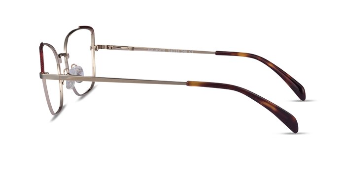 Exquisite Light Gold Burgundy Métal Montures de lunettes de vue d'EyeBuyDirect