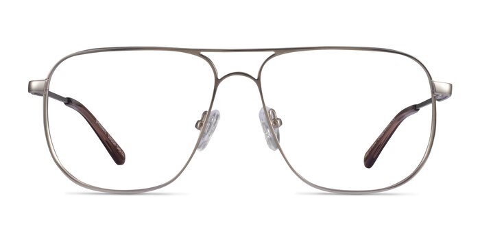 Dynamic Aviator Matte Silver Glasses for Men | EyeBuyDirect