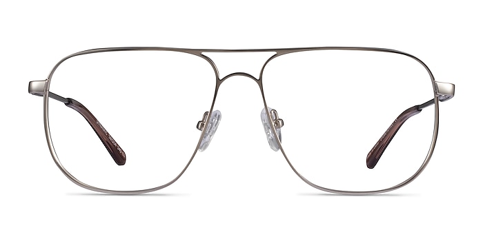 Dynamic Matte Silver Metal Eyeglass Frames from EyeBuyDirect