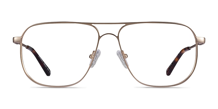 Dynamic Matte Gold Metal Eyeglass Frames from EyeBuyDirect
