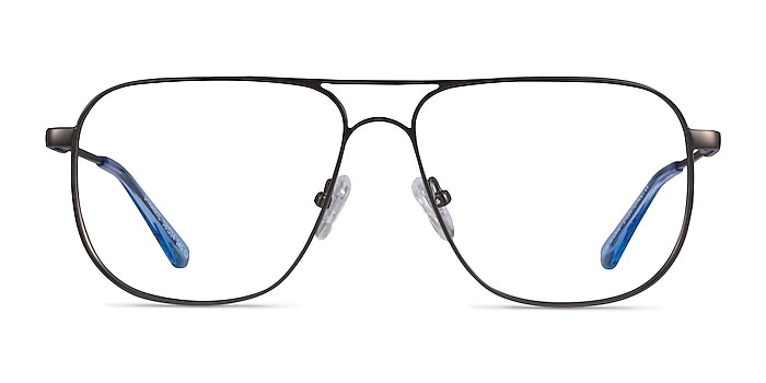Dynamic Matte Gunmetal Metal Eyeglass Frames from EyeBuyDirect