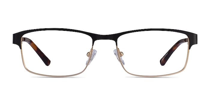Quest Black Gold Metal Eyeglass Frames from EyeBuyDirect