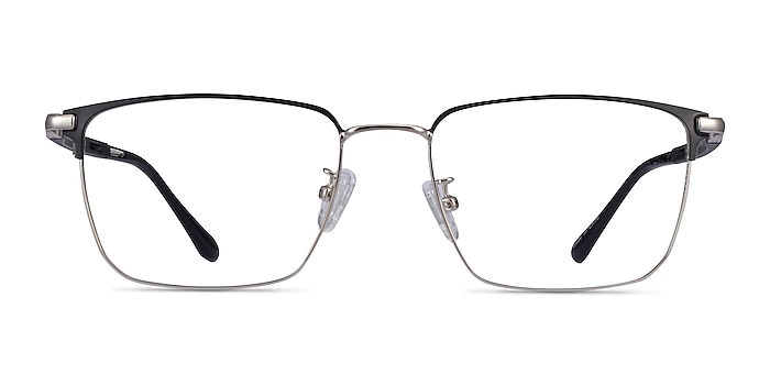 Abroad Black Silver Métal Montures de lunettes de vue d'EyeBuyDirect