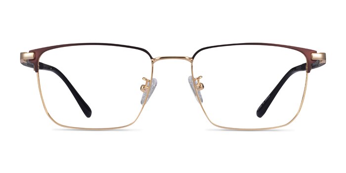 Abroad Brown Gold Métal Montures de lunettes de vue d'EyeBuyDirect