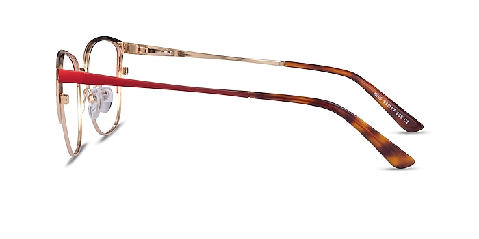Ines Burgundy Gold Métal Montures de lunettes de vue d'EyeBuyDirect