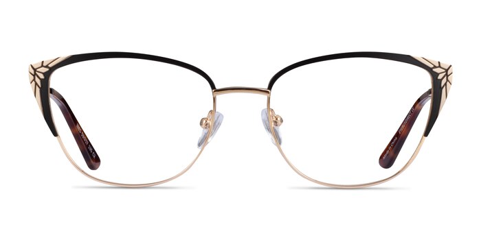 Ines Black Gold Metal Eyeglass Frames from EyeBuyDirect