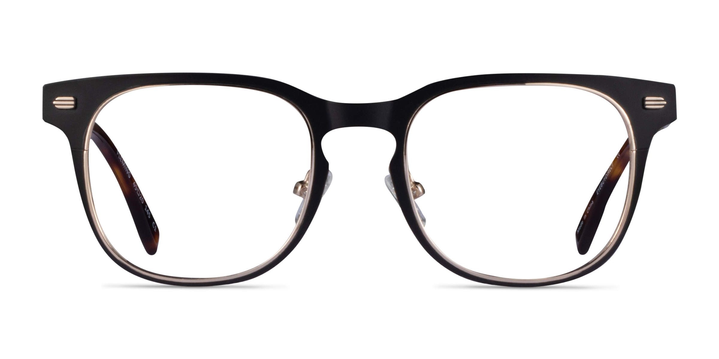 Fleming Square Matte Black Gold Full Rim Eyeglasses Eyebuydirect Canada