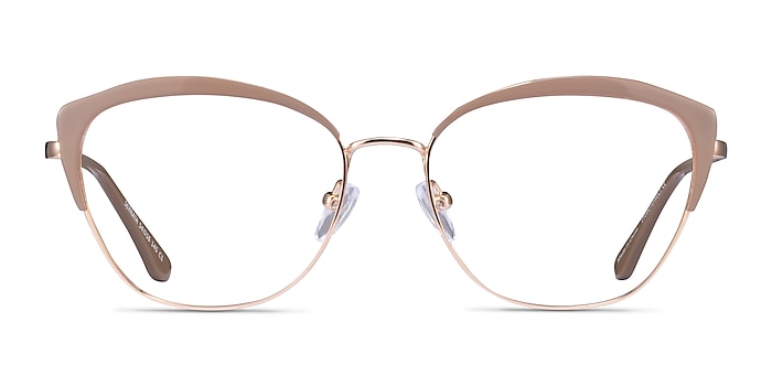 Serrata Light Brown Gold Métal Montures de lunettes de vue d'EyeBuyDirect