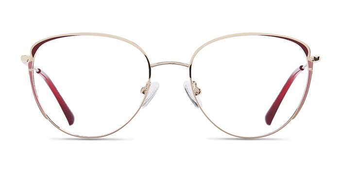 Scala Gold Burgundy Metal Eyeglass Frames from EyeBuyDirect