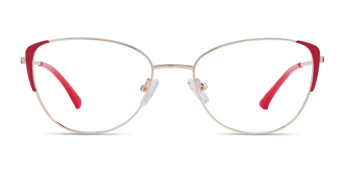 Operetta Gold Burgundy Metal Eyeglass Frames from EyeBuyDirect
