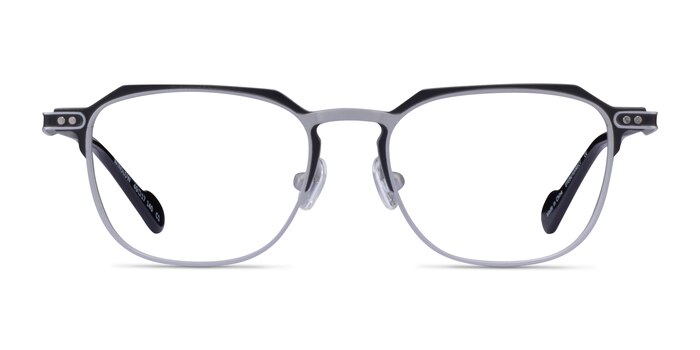 Winslow Matte Silver Black Aluminium-alloy Montures de lunettes de vue d'EyeBuyDirect