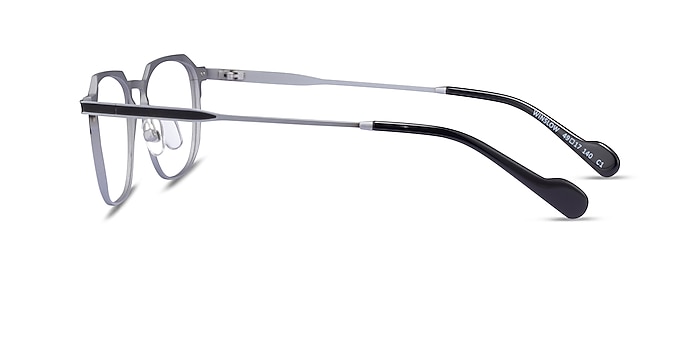 Winslow Matte Silver Black Aluminium-alloy Eyeglass Frames from EyeBuyDirect