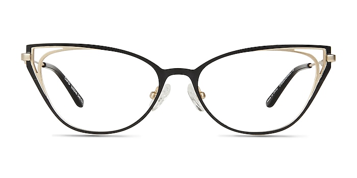 Cupid Black Matte Gold Metal Eyeglass Frames from EyeBuyDirect