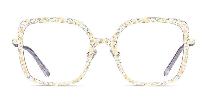 Althea Yellow Floral Metal Eyeglass Frames from EyeBuyDirect