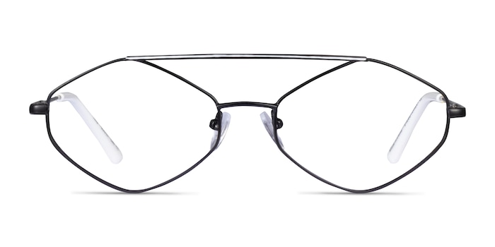 Trig Black White Metal Eyeglass Frames from EyeBuyDirect