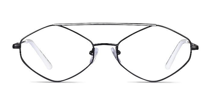 Trig Black White Metal Eyeglass Frames from EyeBuyDirect