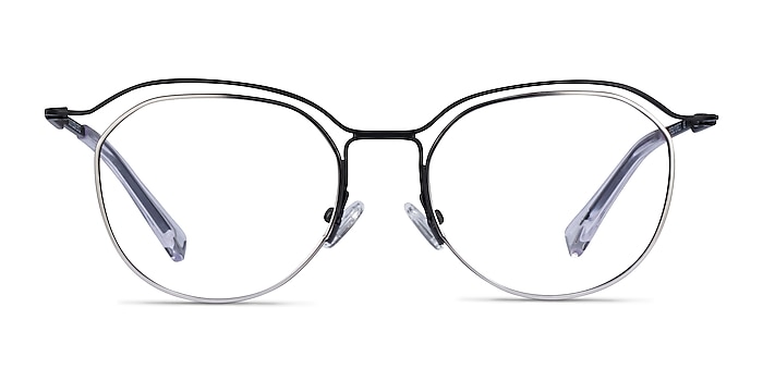 Duo Black Silver Metal Eyeglass Frames from EyeBuyDirect