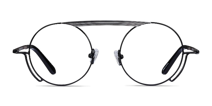 Steam Black Silver Metal Eyeglass Frames from EyeBuyDirect