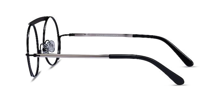 Steam Black Silver Metal Eyeglass Frames from EyeBuyDirect