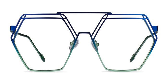 Cyber Blue Green Métal Montures de lunettes de vue d'EyeBuyDirect