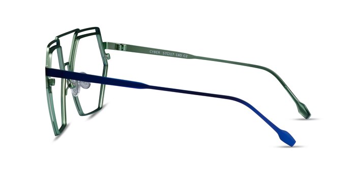 Cyber Blue Green Metal Eyeglass Frames from EyeBuyDirect