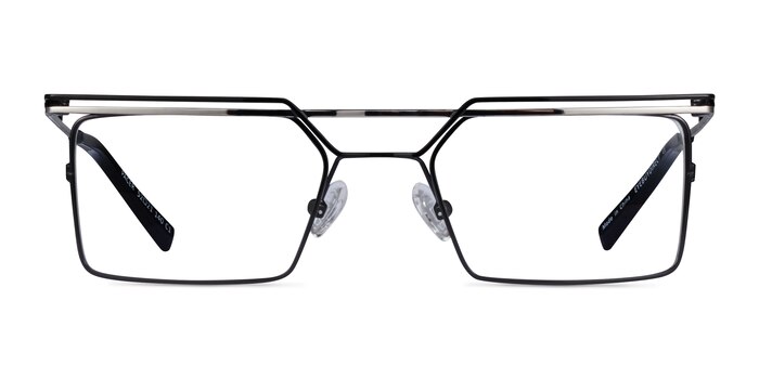 Pacer Black Silver Métal Montures de lunettes de vue d'EyeBuyDirect