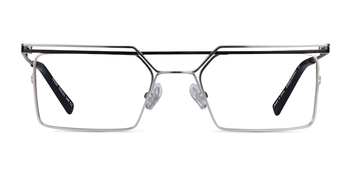 Pacer Silver Black Metal Eyeglass Frames from EyeBuyDirect