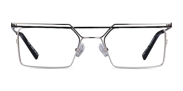 Pacer Silver Black Metal Eyeglass Frames from EyeBuyDirect
