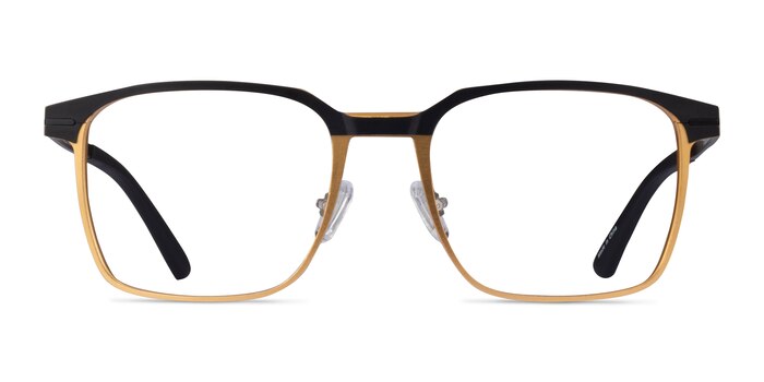Financier Black Gold Metal Eyeglass Frames from EyeBuyDirect