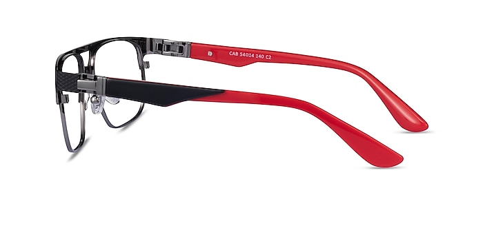 Cab Black Red Metal Eyeglass Frames from EyeBuyDirect