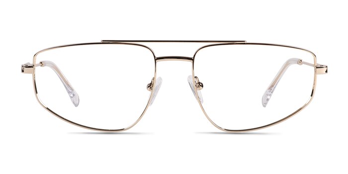 Cumulo Shiny Gold Metal Eyeglass Frames from EyeBuyDirect