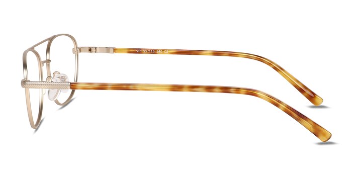 Vic Matt Gold Yellow Tortoise Metal Eyeglass Frames from EyeBuyDirect