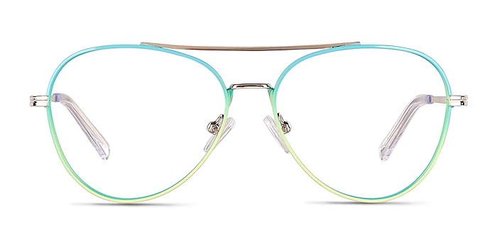 Sparkle Gradient Blue Metal Eyeglass Frames from EyeBuyDirect