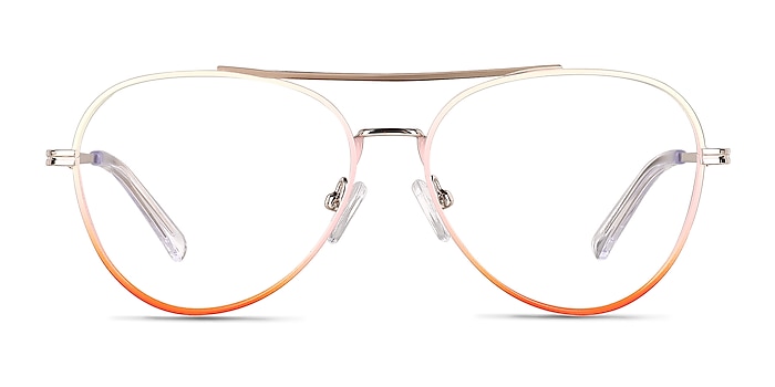 Sparkle Gradient Orange Metal Eyeglass Frames from EyeBuyDirect