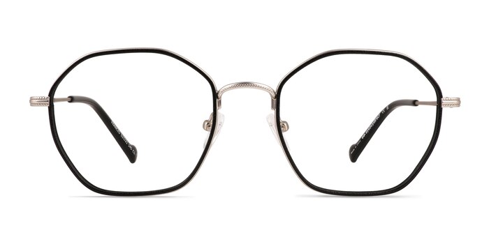 Frances Matte Silver Black Métal Montures de lunettes de vue d'EyeBuyDirect