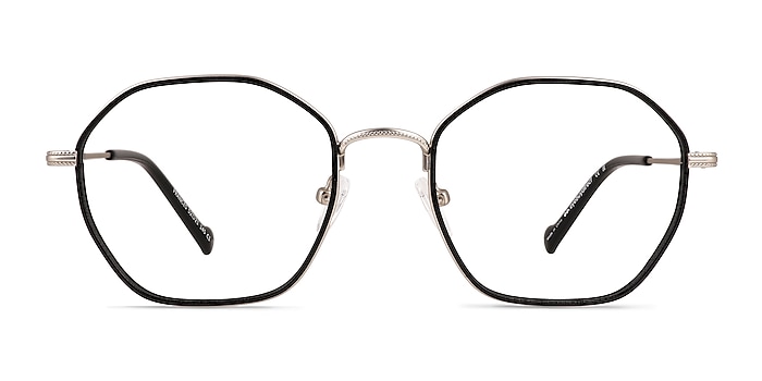 Frances Matte Silver Black Metal Eyeglass Frames from EyeBuyDirect