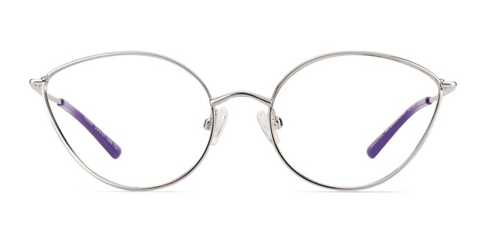 Trina Shiny Silver Métal Montures de lunettes de vue d'EyeBuyDirect