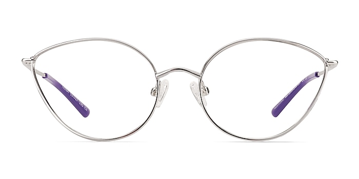Trina Shiny Silver Metal Eyeglass Frames from EyeBuyDirect