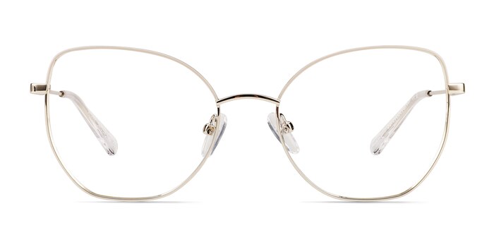 Desire Cat Eye Shiny Gold White Glasses for Women | Eyebuydirect