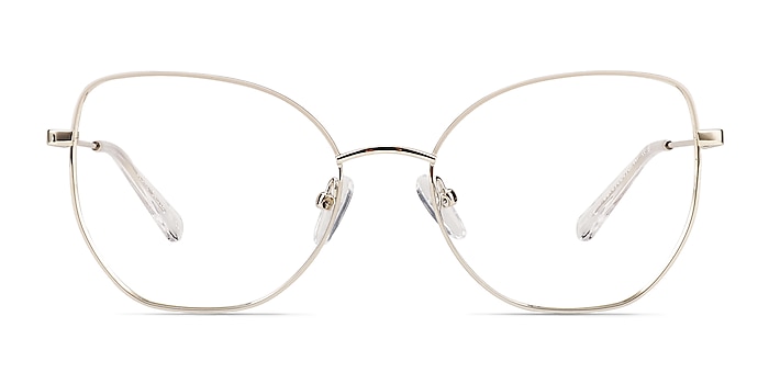 Desire Shiny Gold White Metal Eyeglass Frames from EyeBuyDirect