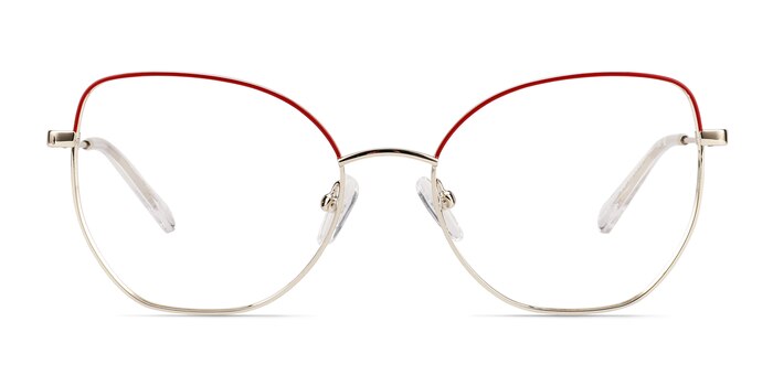 Desire Shiny Gold Red Métal Montures de lunettes de vue d'EyeBuyDirect
