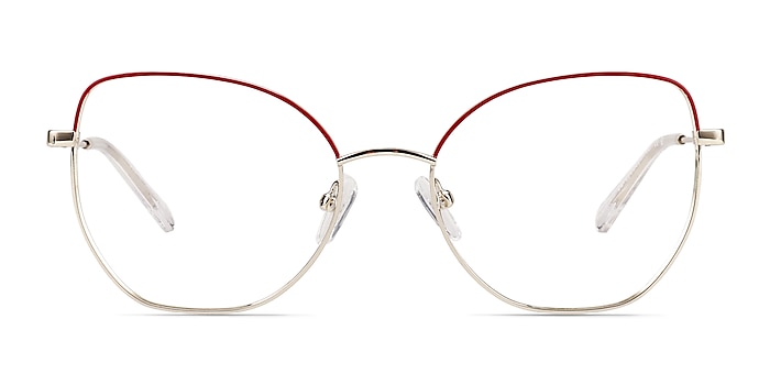 Desire Shiny Gold Red Métal Montures de lunettes de vue d'EyeBuyDirect