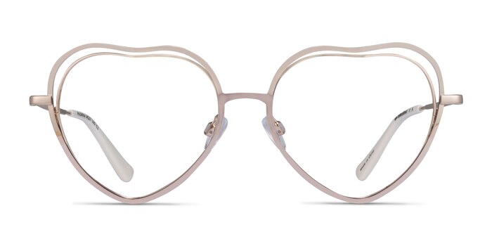 Philomena Shiny Gold White Métal Montures de lunettes de vue d'EyeBuyDirect